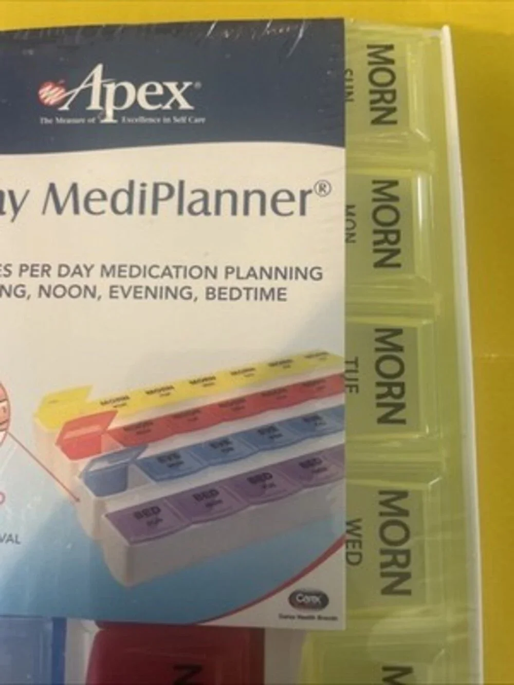 Apex 7-Day MediPlanner Pill Box 4 Times per Day Contour Design NEW Organization